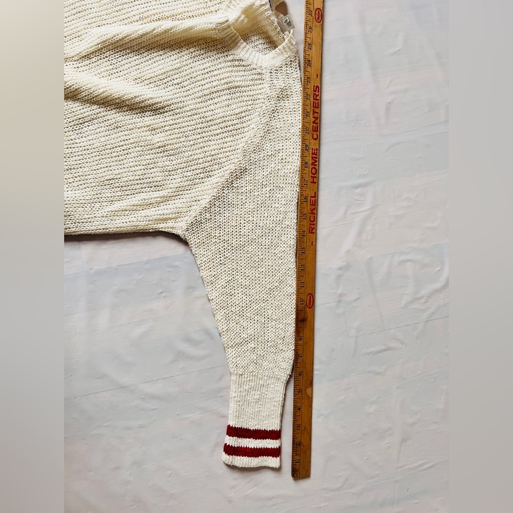 Scotch & Soda open knit sweater cream red stripes Ramie Cotton charm size 2 Rare - Picture 11 of 12